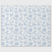 Toile de Jouy Safari dieren stoffig blauw elegant Cadeaupapier (Vlak)