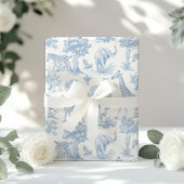 Toile de Jouy Safari dieren stoffig blauw elegant Cadeaupapier