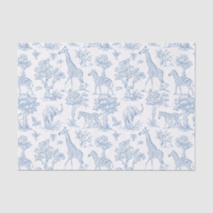 Toile de Jouy Safari dieren stoffig blauw elegant Tissuepapier
