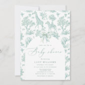 Toile de Jouy Safari groen Baby shower Kaart (Voorkant)