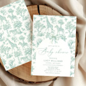 Toile de Jouy Safari groen Baby shower Kaart