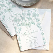 Toile de Jouy Safari groen Baby shower Kaart
