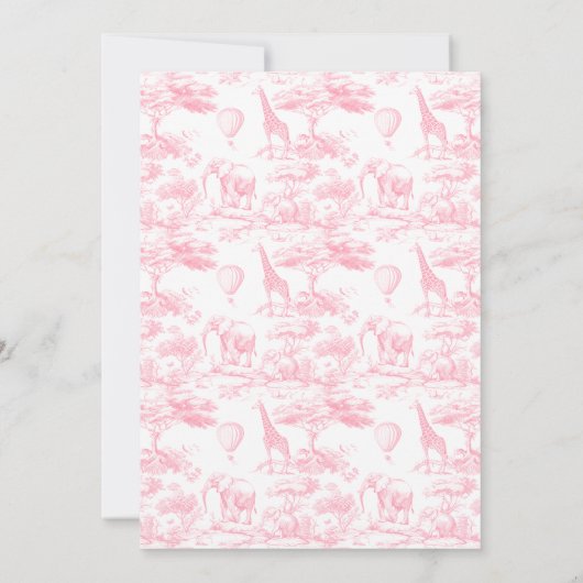 Toile de Jouy Safari Het is een Meisje Baby shower Kaart (Achterkant)