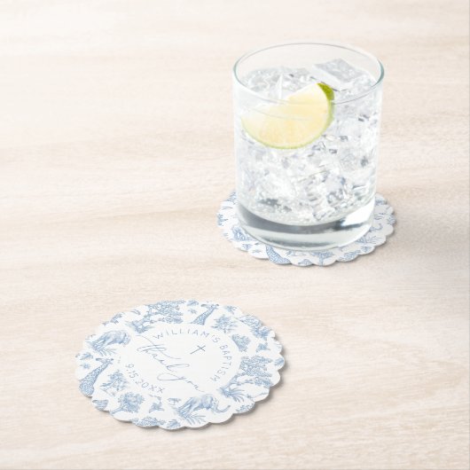 Toile de Jouy Safari Jongensdoop Dank u Kartonnen Onderzetters