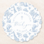 Toile de Jouy Safari Jongensdoop Dank u Kartonnen Onderzetters (Voorkant)