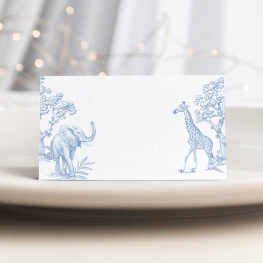 Toile de jouy Safari minimalist place cards Kaart
