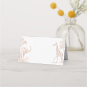 Toile de jouy Safari minimalistisch baby shower Plaatskaartje (Achterkant)