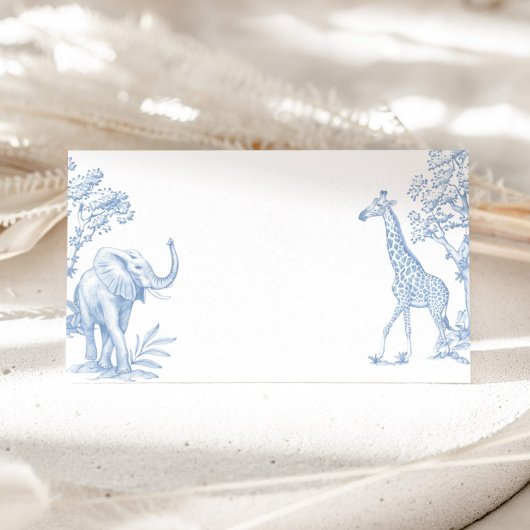 Toile de jouy Safari minimalistisch baby shower Plaatskaartje