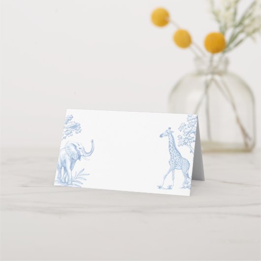 Toile de jouy Safari minimalistisch baby shower Plaatskaartje (Voorkant)