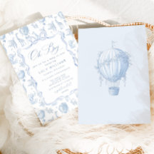 Toile de Jouy Safari Oh Boy Baby shower Uitnodigin