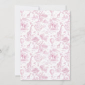 Toile de Jouy Safari Pink Bow Baby shower Kaart (Achterkant)
