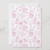 Toile de Jouy Safari Pink Bow Baby shower Kaart (Achterkant)