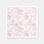 Toile de Jouy Safari Roze Baby shower servetten (Voorkant)