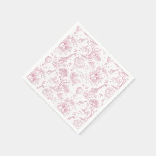 Toile de Jouy Safari Roze Baby shower servetten (Hoek)
