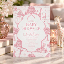Toile De Jouy Safari Roze Meisje Baby Shower