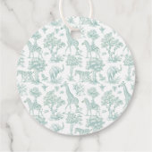 Toile de jouy Safari Sage Baby shower bedankt Bedankjes Labels (Achterkant)