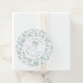 Toile de jouy Safari Sage Baby shower bedankt Bedankjes Labels (In situ)