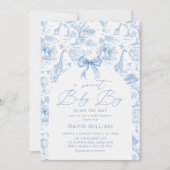 Toile de Jouy Safari Sweet Baby Shower Uitnodiging (Voorkant)