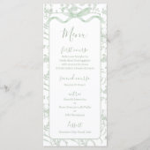 Toile de jouy Sage Baby shower Menu Kaart (Voorkant)
