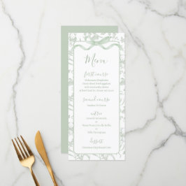 Toile de jouy Sage Baby shower Menu Kaart