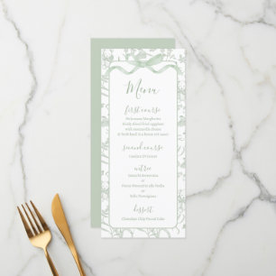 Toile de jouy Sage Baby shower Menu Kaart