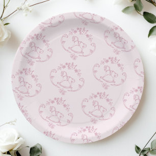 Toile de Jouy schommelpaard Roze Baby Girl baby sh Papieren Bordje