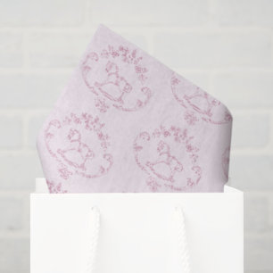 Toile de Jouy schommelpaard Roze Baby Girl babysho Tissuepapier
