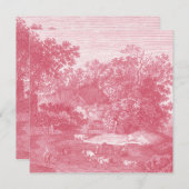 Toile de Jouy Shabby Pink Pastoral Landschap Kaart (Voorkant / Achterkant)