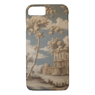 Toile de Jouy Smoke Nouveau Art Deco Zilveren Vlam iPhone 8/7 Hoesje