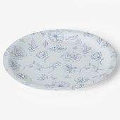 Toile de Jouy Something Blue Bloemen bruid Papieren Bordje (Gekanteld)