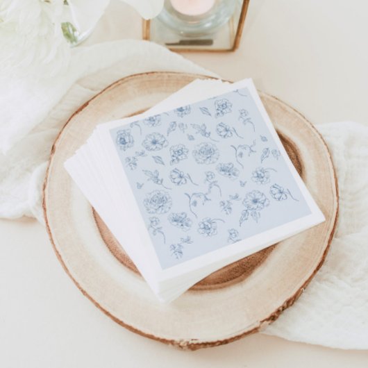 Toile de Jouy Something Blue Bloemen bruidsdouche Servet