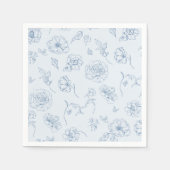Toile de Jouy Something Blue Bloemen bruidssalon Servet (Voorkant)
