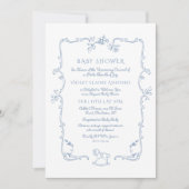 Toile de Jouy  speelgoed lijst Baby shower Kaart (Voorkant)