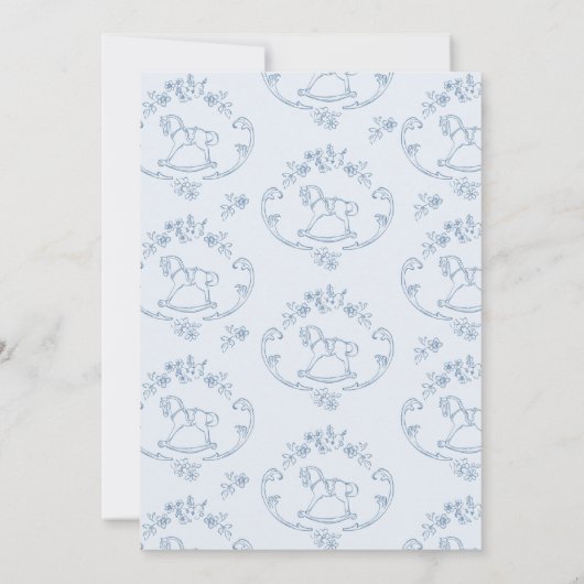 Toile de Jouy  speelgoed lijst Baby shower Kaart (Achterkant)