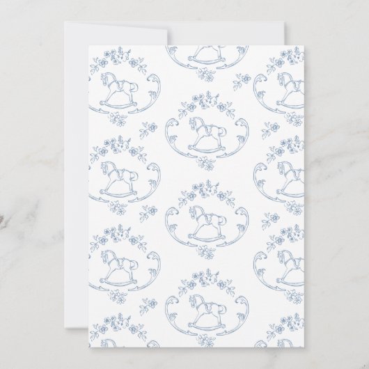 Toile de Jouy speelgoed lijst Baby shower Kaart (Achterkant)