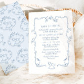 Toile de Jouy  speelgoed lijst Baby shower Kaart