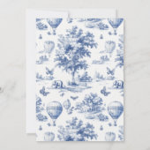 Toile De Jouy Stofblauw Strik Bruidsdouche Kaart (Achterkant)