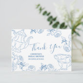 Toile de Jouy Tea Baby shower Dank u kaart (Staand voorkant)