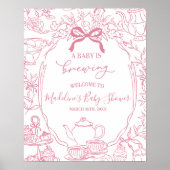 Toile de Jouy Tea Baby Shower Welcome Sign Poster (Voorkant)