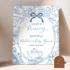Toile de Jouy Tea Baby shower Welkomstbord Poster
