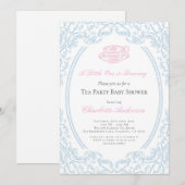 Toile de Jouy Tea Party Baby shower Uitnodiging (Voorkant / Achterkant)