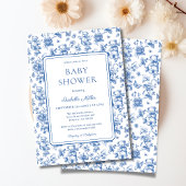 Toile De Jouy Teddy Bear Baby shower Boy Kaart