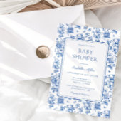 Toile De Jouy Teddy Bear Baby shower Boy Kaart