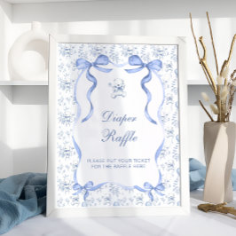 Toile De Jouy Teddy Bear Baby shower Luier Raffle Poster