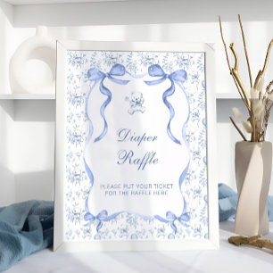 Toile De Jouy Teddy Bear Baby shower Luier Raffle Poster