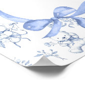 Toile De Jouy Teddy Bear Baby shower Welkom Poster (Hoek)