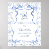 Toile De Jouy Teddy Bear Baby shower Welkom Poster (Voorkant)