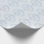 Toile de Jouy Teddy  Rocking Horse Blauw Cadeaupapier (Hoek)