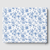 Toile De Jouy Teddybeer Blauw Baby shower Gastenboek (Achterkant)