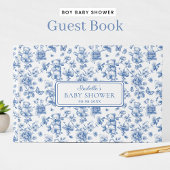 Toile De Jouy Teddybeer Blauw Baby shower Gastenboek